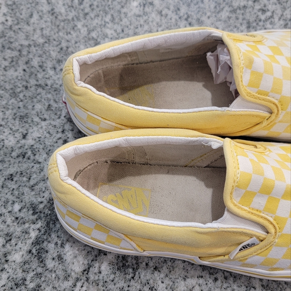 VANS Classic Slip-On Yellow Checkerboard    Sneakers Sz 7 - Picture 4 of 10